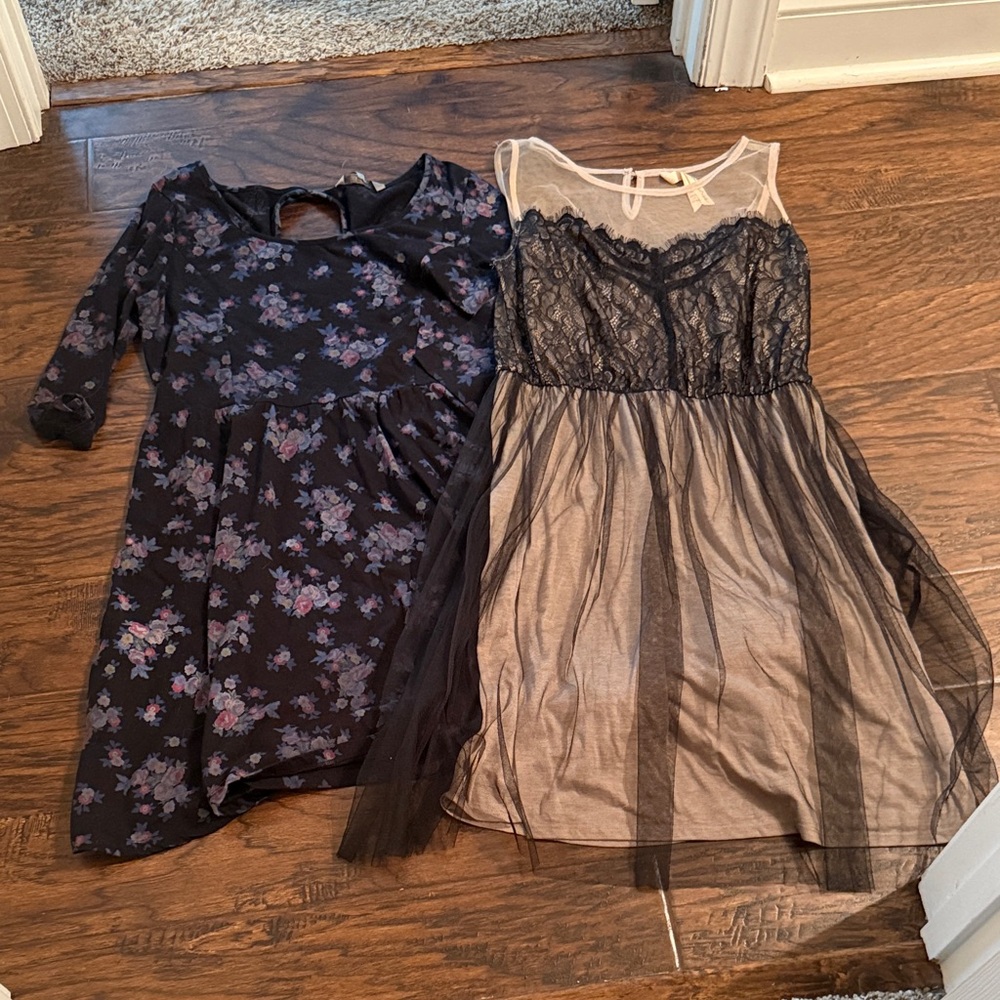 LC Lauren Conrad Floral and Lace Dresses - Black and Cream